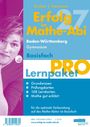 "Erfolg im Mathe-Abi", Lernpaket für Gymnasium, Basisfach. Enthält Grundwissen, Prüfungskarten, 168 Lernkarten. Links eine Person.