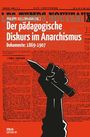 Illustration mit rotem Hintergrund, erhobene Faust mit Stift, Text: "Der pädagogische Diskurs im Anarchismus".