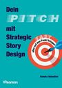 Text: "Dein PITCH mit Strategic Story Design", "alles auf den Punkt bringen", "Kendra Valentine". Illustration: Zielscheibe und Pfeil.