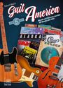Texte: "Guit America", "Musik und Gitarren aus den 50 Staaten der USA". Gitarren und Albumcover im Hintergrund.