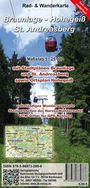 Rad- & Wanderkarte von Braunlage, Hohegeiß, St. Andreasberg. Maßstab 1:25 000. Seilbahn zwischen Bäumen, Karte unten.