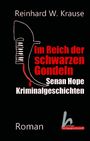 „Im Reich der schwarzen Gondeln, Senan Hope Kriminalgeschichten“ in Rot und Weiß auf schwarzem Hintergrund, Linienzeichnung einer Gondel.
