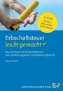 Erbschaftsteuer leicht gemacht, 4. Auflage, Jörg Drobeck. Zwei Hände halten einen goldenen Stab, blauer Hintergrund.