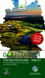 "Reisen, Golfen, Sparen" auf rotem Kreis. Grüne Golfplatzlandschaft, Logo oben "Köllen Golf". Schrift: "Golfführer für Deutschland 2026/27".