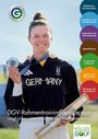 "DGV-Rahmentrainingskonzeption: Langfristiger Leistungsaufbau und Trainingssteuerung." Frau mit Medaille, Golf-Thema.