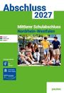 "Abschluss 2027, Mittlerer Schulabschluss Nordrhein-Westfalen. Schülergruppe sitzt entspannt im Freien. Lösungsmaterial."