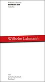 Text: "Wilhelm Lehmann Sichtbare Zeit Gedichte". Ein roter diagonaler Balken mit "Wilhelm Lehmann". Unten: "143 Lyrik-Taschenbuch Rimbaud".