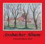 "Ansbacher Album, Achtunddreißigster Band." Illustration einer Stadtlandschaft mit Bäumen und roten Dächern.