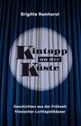 "Brigitte Ramhorst. Kintopp an der Küste. Geschichten aus der Frühzeit friesischer Lichtspielhäuser." Blau-weiße Vorhänge.