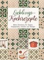 „Lieblings-Kochrezepte: Meine Sammlung für Suppen, Hauptgerichte, Desserts und Beilagen.“ Fliesenmuster mit Küchenmotiven.
