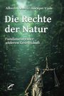 "Die Rechte der Natur. Fundament einer anderen Gesellschaft. Alberto Acosta, Enrique Viale." Skulptur von Justitia im Dschungel.