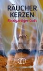 RÄUCHERKERZEN, Einzigartiger Duft. Im Vordergrund sind brennende Räucherkerzen mit aufsteigendem Rauch zu sehen.