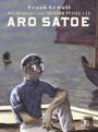 „Frank Le Gall, Die Abenteuer von Theodor Pussel 14: Aro Satoe.“ Illustration eines Mannes mit Mütze und Brille auf einem Boot.