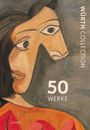 "WÜRTH COLLECTION", "50 WERKE". Abstrakte Malerei: Menschengesicht mit Pferdeprofil, warmen Farbtönen und kontrastierenden Formen.