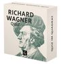 „RICHARD WAGNER QUIZ“, „QUIZ IM QUADRAT“. Illustration eines Mannes mit Hut im Profil und ein "G"-Logo.