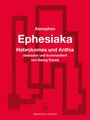 Text: "Xenophon, Ephesiaka: Habrokomes und Anthia, übersetzt und kommentiert von Georg Danek, Altgriechisch/Deutsch."  
Heller roter Hintergrund mit geometrischem Muster.