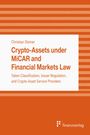 Buchtitel: "Crypto-Assets under MiCAR and Financial Markets Law". Cover in Orange und Weiß, Logo von finanzverlag.