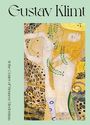 Text: „Gustav Klimt“ und „At the Center of Viennese Modernism“. Illustration von Frauen in ornamentalen Mustern.