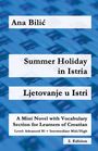 Titel: "Summer Holiday in Istria" von Ana Bilić. Zusatzinfos: Miniroman mit kroatischem Vokabular, Niveau B1. Hintergrund: Blaues Muster.