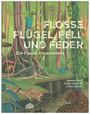 Der Text lautet: "FLOSSE, FLÜGEL, FELL UND FEDER - Die Fauna Amazoniens". Illustration von Tieren im Regenwald.