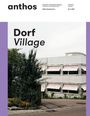 anthos, Dorf Village, Schweizer Landschaftsarchitektur. Modernes Gebäude mit rosa Markisen und grünen Büschen davor.