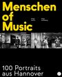 "Mensch of Music" oben in Gelb. Namen: Holger Jenrich, Helge Krückeberg. Unten: "100 Portraits aus Hannover". Bilderreihe darunter.