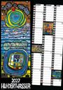 Kalender für 2027 mit Hundertwasser-Gemälde und Monatsübersicht für Januar bis März.