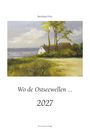 Texte: Bernhard Frey, Wo de Ostseewellen ..., 2027, Klatschmohn Verlag. Illustration: Haus am Meer mit Bäumen.