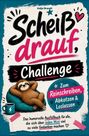 Scheiß drauf, Challenge mit einem entspannten Faultier und einer Tasse. Humorvolles Ausfüllbuch für weniger Grübelei.