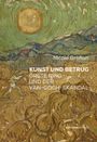 Text: "Kunst und Betrug: Grete Ring und der Van-Gogh-Skandal." Gemälde mit Wirbelmustern und Sonnenmotiv.