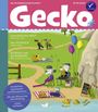 "Zum ENDE der WELT" und "Das PICKNICK" sind Geschichten. Eine Illustration zeigt Tiere beim Picknick und Wandern in einer grünen Landschaft.