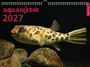 "Aquaristik 2027" und "Dähne Verlag" stehen auf einem Kalendercover mit einem gepunkteten Kugelfisch vor dunklem Hintergrund.