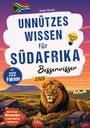 "Unnützes Wissen für Südafrika Besserwisser 2026" mit 222 Fakten. Ein Löwe liegt vor einer Berglandschaft.