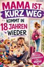 Der Text lautet: "MAMA IST KURZ WEG KOMMT IN 18 JAHREN WIEDER". Ein Vater verzweifelt mit schreienden Kindern, während eine Frau geht.