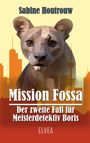 „Mission Fossa: Der zweite Fall für Meisterdetektiv Boris.“ Oben ein Löwe in polygonalem Stil, dahinter eine Stadtsilhouette.