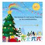 "Das kleine Pi und seine Familie im Weihnachtszauber" steht auf einem winterlichen Bild mit Weihnachtsbaum und bunten Lichtern.