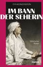 "Eva Klingenstein. Im Bann der Seherin. Historischer Roman. Gemälde einer Frau in weißem Gewand, seitlich betrachtet."