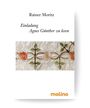 Rainer Moritz, Einladung Agnes Günther zu lesen. Unten florales Muster, Logo "molino" in Orange.