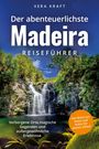 "Der abenteuerlichste Madeira Reiseführer" zeigt einen Wasserfall in einer waldreichen, felsigen Landschaft.