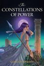 „The Constellations of Power“ und „Gordon Kemper“. Frau mit Speer, lila Haaren, vor nächtlichem Himmel und antiken Säulen.