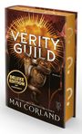 Cover eines Buches mit den Texten: "VERITY GUILD", "DELUXE EDITION MIT FARBSCHNITT", "MAI CORLAND". Eine Schlange umschlingt einen Kelch.
