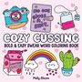 "Cozy Cussing: Bold & Easy Swear Word Coloring Book" steht in großen Buchstaben. Illustration mit Regenbogen, Kaktus.