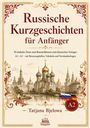 Titel: Russische Kurzgeschichten für Anfänger. Goldene russische Kirche mit dekorativen roten Ornamenten.