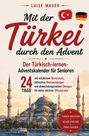 "Mit der Türkei durch den Advent" zeigt Moschee mit Minaretten bei Sonnenuntergang, Fähre im Vordergrund.