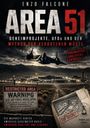 „ENZO FALCONE AREA 51“, „Geheimprojekte, UFOs und der Mythos der verbotenen Wüste“. Ein Flugzeug über einer Basis.