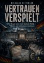 Titel: "Vertrauen Verspielt" von Nikolaus Bettinger. Menge vor dem Reichstag, zerstörtes Handy, vertrauliche Akten.