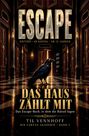 ESCAPE: Edition mit 48 Rätseln, ab 12 Jahren. Ein Rabe in einem luxuriösen, dunklen Flur mit offenen Türen.