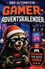 "Der ultimative Gamer-Adventskalender", "Level 24", "Geschenk für echte Gamer". Ein Waschbär mit Sonnenbrille zockt.