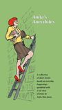 "Anita's Anecdotes" und Text über Kurzgeschichtensammlung. Illustration: Frau mit Brille auf Leiter, hält Bücher.