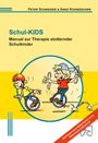 "Schul-KIDS Manual zur Therapie stotternder Schulkinder" Illustration: Zwei Kinder fahren lachend Einrad.